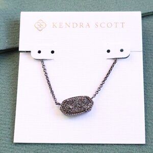 Kendra Scott Elisa Necklace Black Drusy Gunmetal